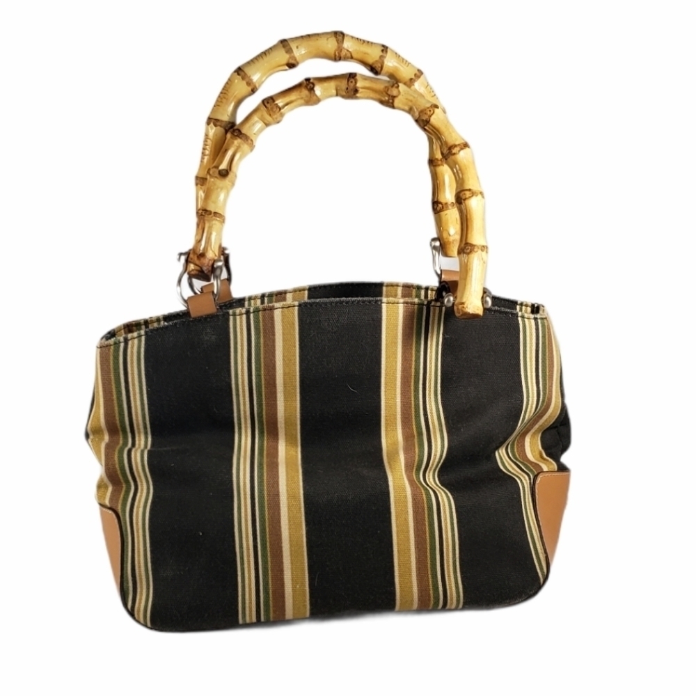 Relic Bamboo Handle Striped Canvas Handbag